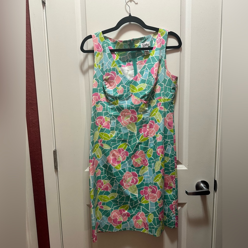 Vintage 1990s Lilly Pulitzer Stained Glass Mosaic Dress 8 | Sleeveless Sheath